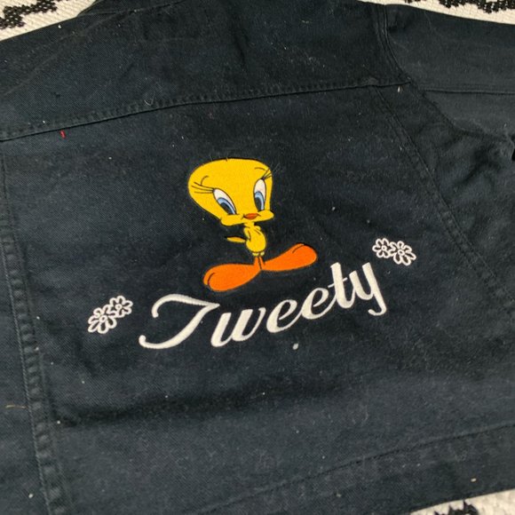 1997 Looney Tunes Tweety Denim Jacket - Picture 2 of 4